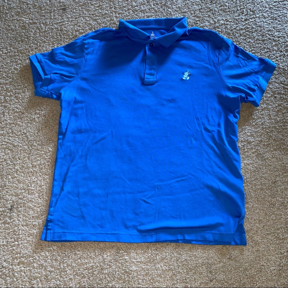 Disney Parks Blue Polo Shirt Modern Fit Size Large Mickey Mouse Embroidery